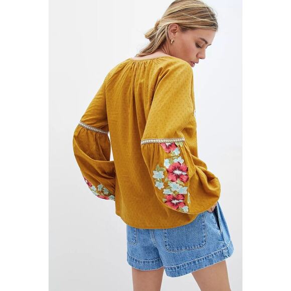 Anthropologie Forever that Girl Embroidered Floral Peasant Blouse Anthro Size 6 - Picture 4 of 13